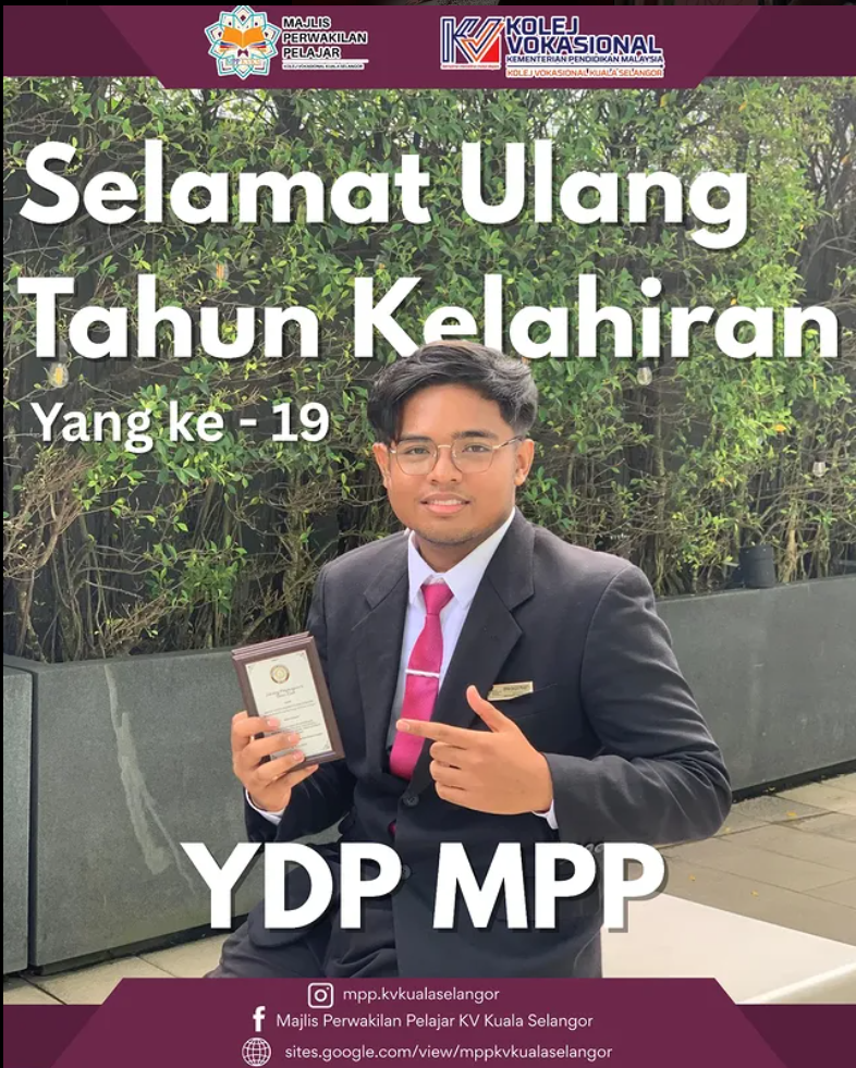 Selamat Ulang Tahun Kelahiran Yang ke-19 kepada YDP MPP KVKS, Erfan Bagus Prasetyo bin Nuraini! Semoga sentiasa dipermudahkan urusan dan sentiasa sihat sejahtera!